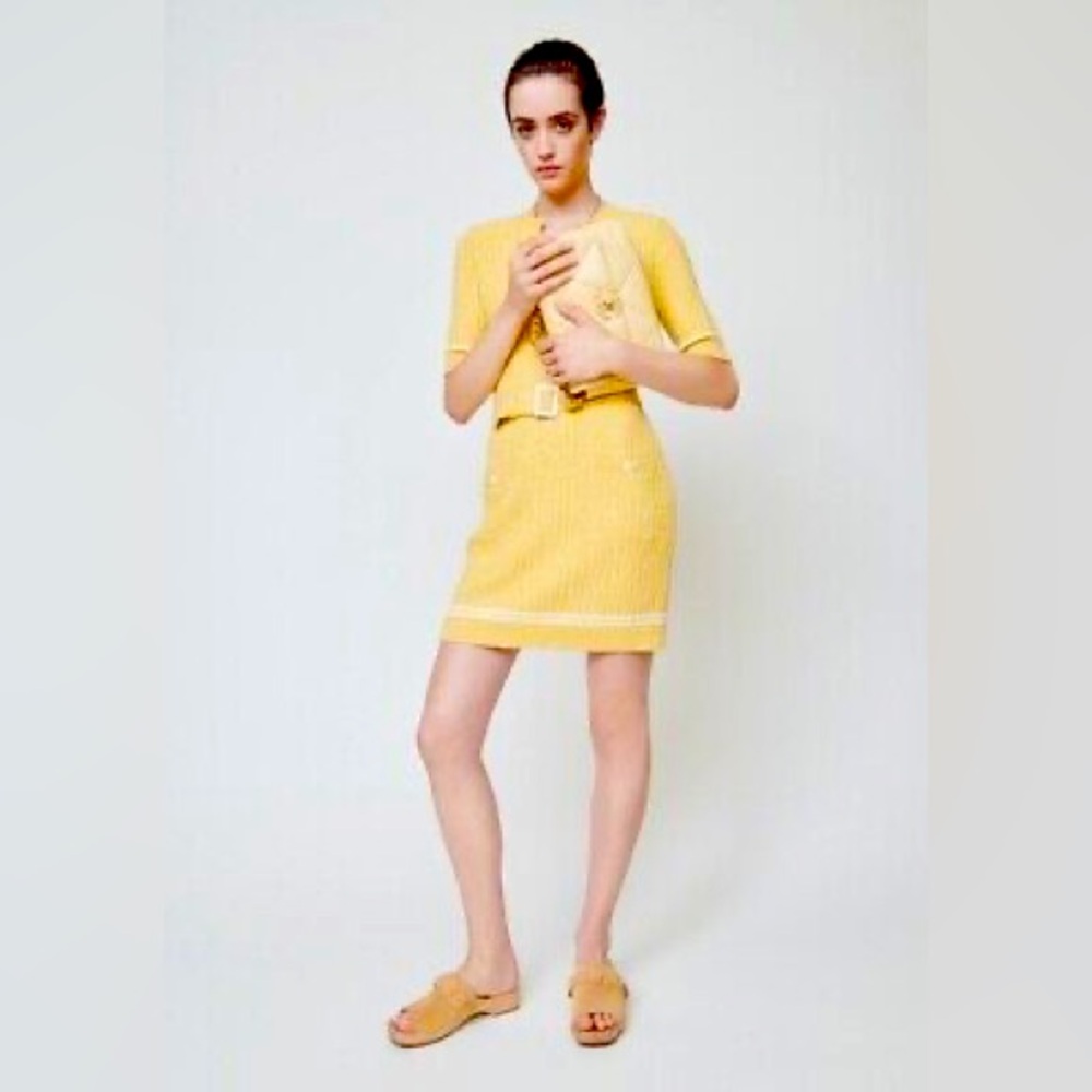 Chanel yellow belted dress 34